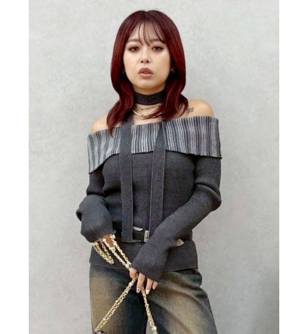 EVRIS「チョーカーSETオフショルニットトップス」|ニット・セーター|