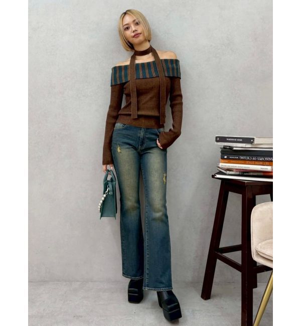 EVRIS「チョーカーSETオフショルニットトップス」|ニット・セーター|