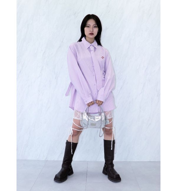 jouetie「ロングスリーブネクタイチュニックシャツ」|シャツ・ブラウス|