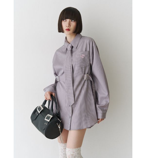 jouetie「ロングスリーブネクタイチュニックシャツ」|シャツ・ブラウス|