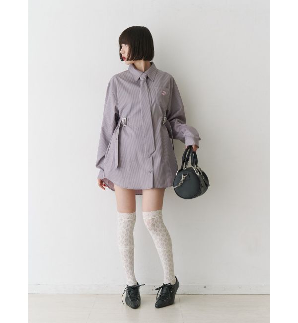 jouetie「ロングスリーブネクタイチュニックシャツ」|シャツ・ブラウス|