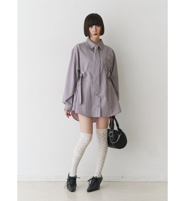 jouetie「ロングスリーブネクタイチュニックシャツ」|シャツ・ブラウス|