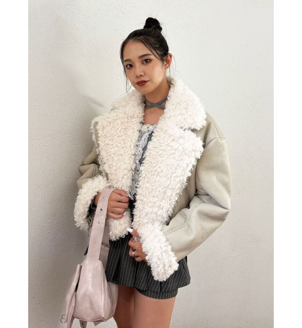 jouetie「フェイクムートンショートジャケット」|その他|アイボリー