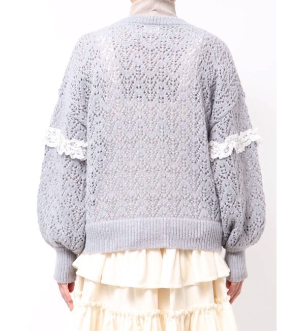 merry jenny「透かし編みフリルニットカーディガン」|カーディガン|