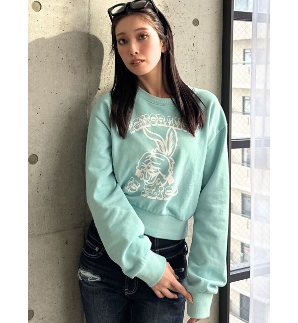 GYDA「ignorance BUNNYショートスウェットトップス」|スウェット・ジャージ|ミントグリーン