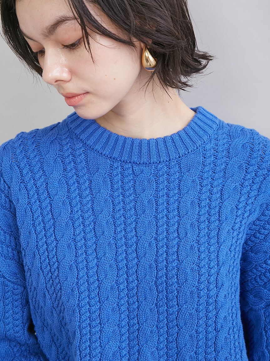 Mila Owen「ショートヘムケーブルニット」|ニット・セーター|