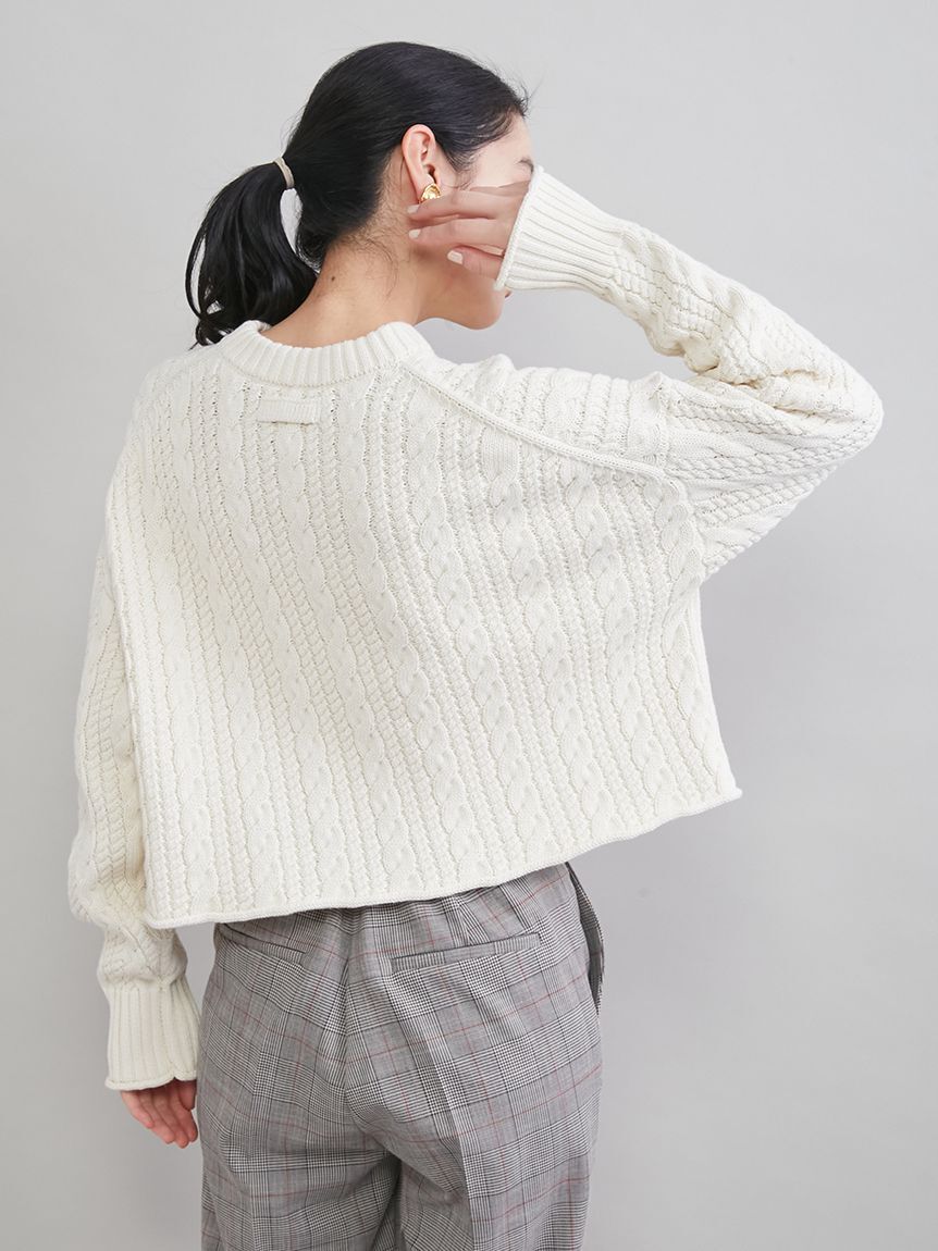 Mila Owen「ショートヘムケーブルニット」|ニット・セーター|