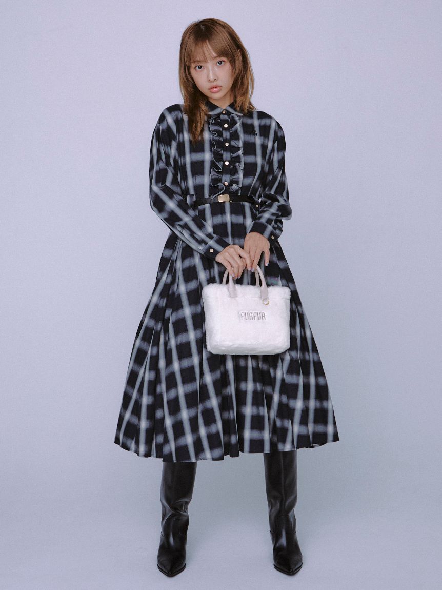 FURFUR「【限定サイズ】ベルト付きフリルシャツワンピース」|ワンピース|