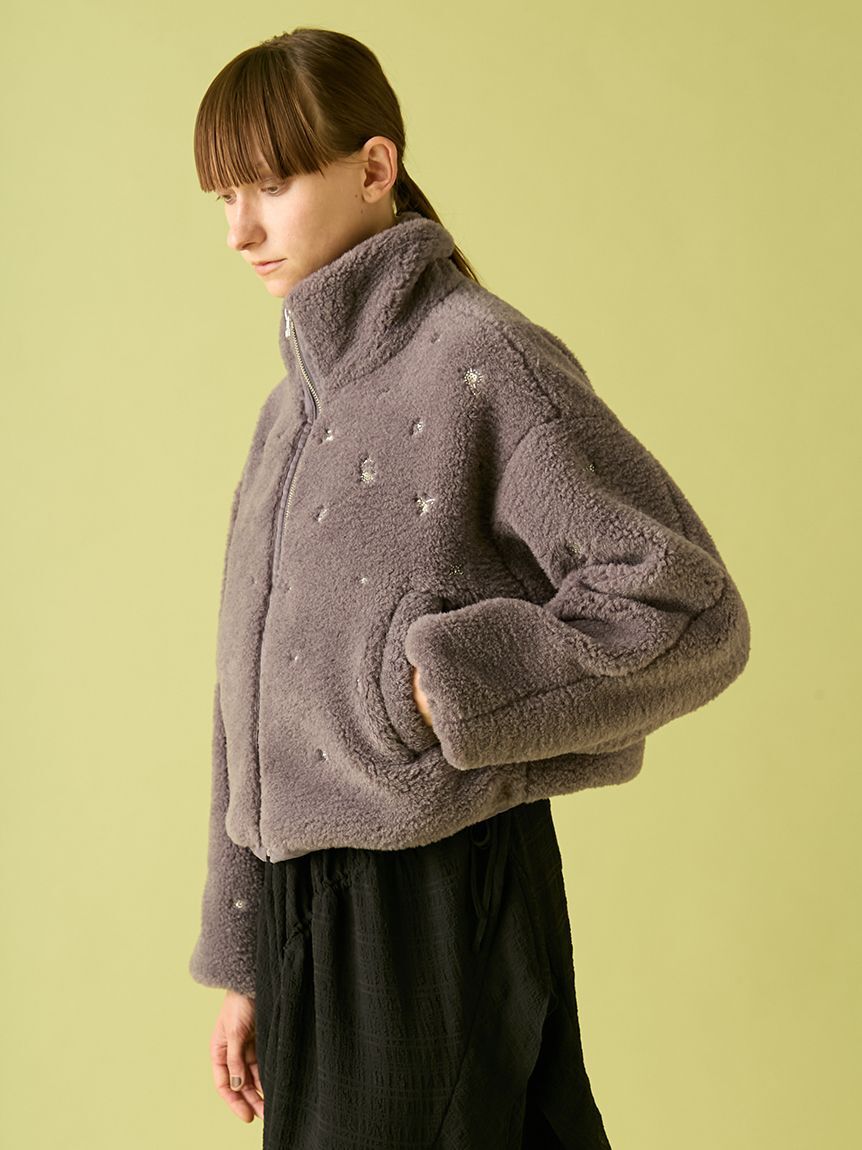 FURFUR「フラワービーズ刺繍ボアブルゾン」|ブルゾン・スタジャン|