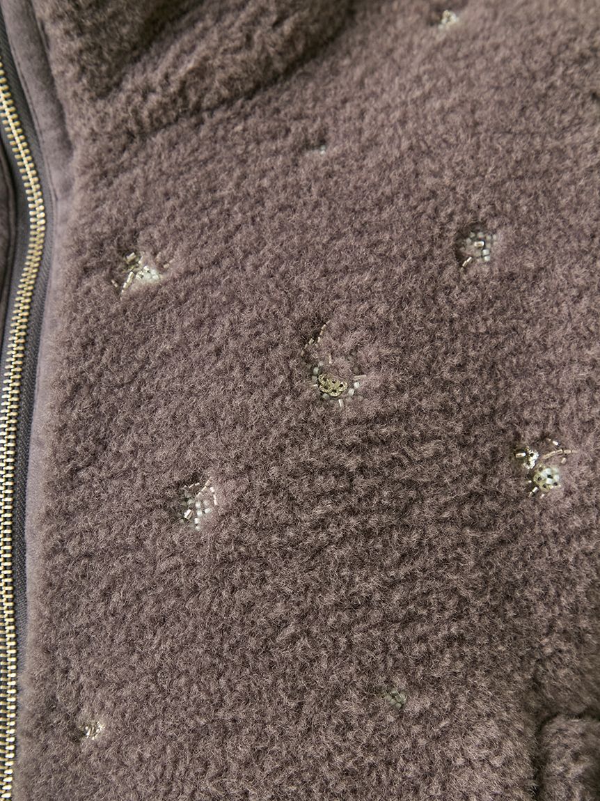 FURFUR「フラワービーズ刺繍ボアブルゾン」|ブルゾン・スタジャン|