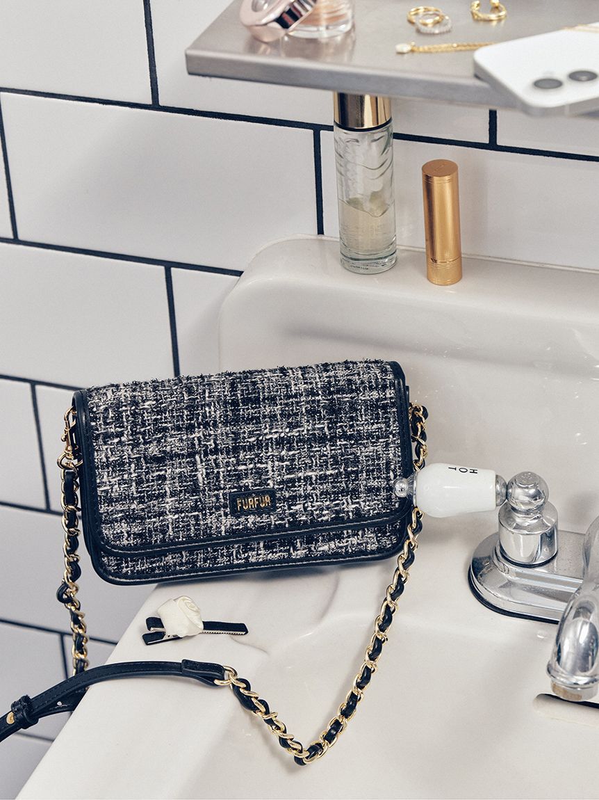 FURFUR「【限定カラー】ツイードロゴフォンホルダー」|ショルダー・メッセンジャー|BLK