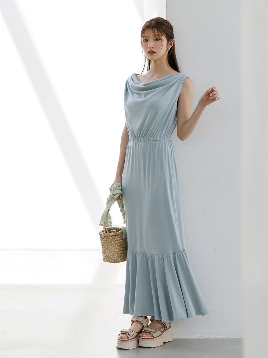 SNIDEL「【WEB限定カラーあり】ドレープネックカットワンピース」|ワンピース|