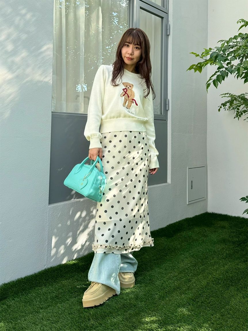 LILY BROWN「Lily Bearハートサテンニット」|ニット・セーター|