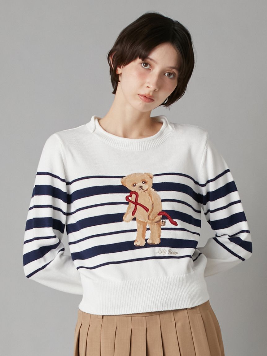 LILY BROWN「Lily Bearハートサテンニット」|ニット・セーター|BORDER
