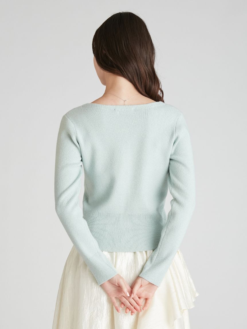 CELFORD「スクエアネックラメニットカーディガン」|カーディガン|