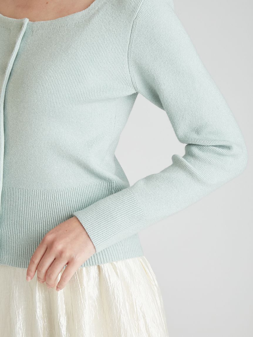 CELFORD「スクエアネックラメニットカーディガン」|カーディガン|