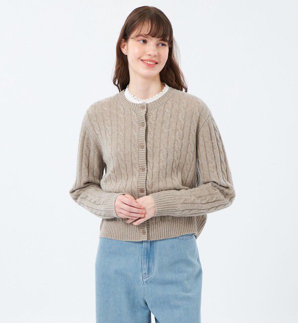 MACKINTOSH PHILOSOPHY「ウールカシミヤケーブルカーディガン」|ニット・セーター|ベージュ