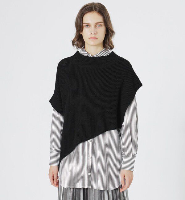  「シャツコンビ2WAYニットベスト」|ニット・セーター|ブラック