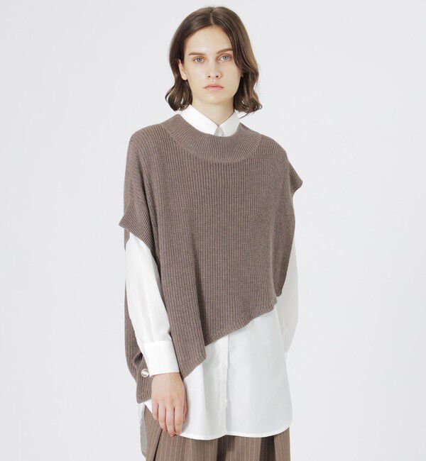  「シャツコンビ2WAYニットベスト」|ニット・セーター|ブラウン