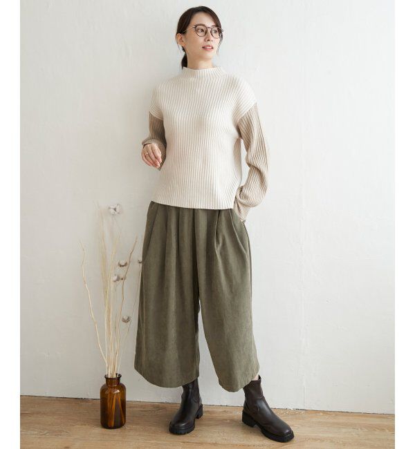 ikka「配色ワイドリブニット」|プルオーバー|