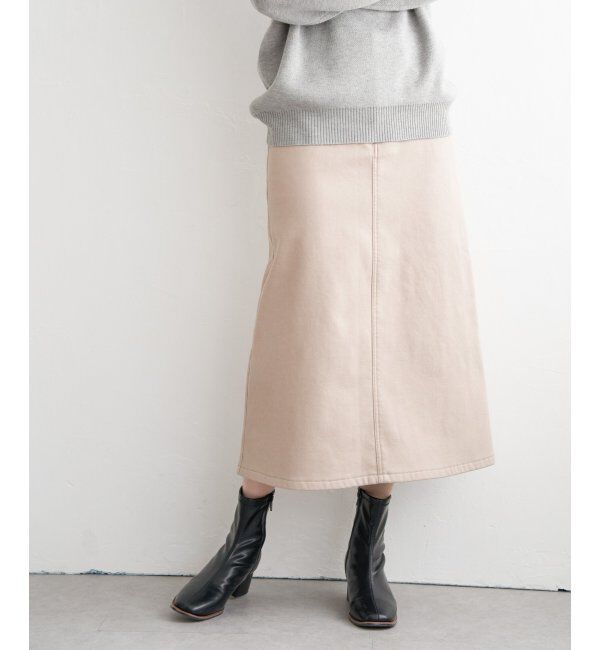 ikka「ボンディングロングスカート」|スカート|ベージュ