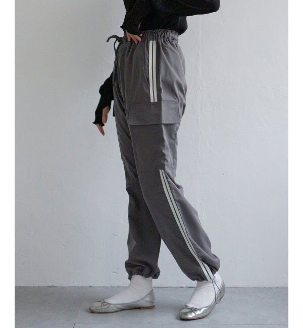 VENCE share style「ポプリンライン入りカーゴパンツ」|デニム|チャコール