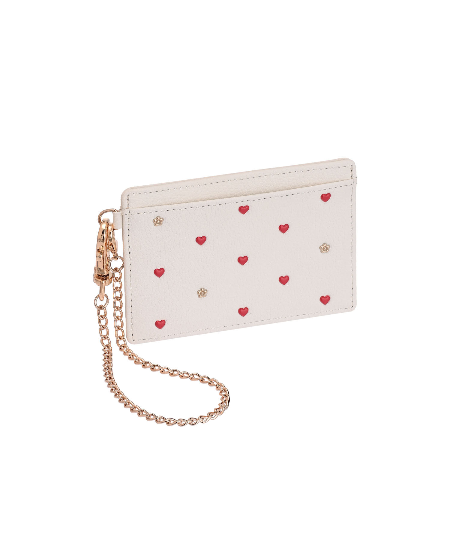 MARY QUANT「ハートフロート シングルパスケース」|定期入れ|ホワイト