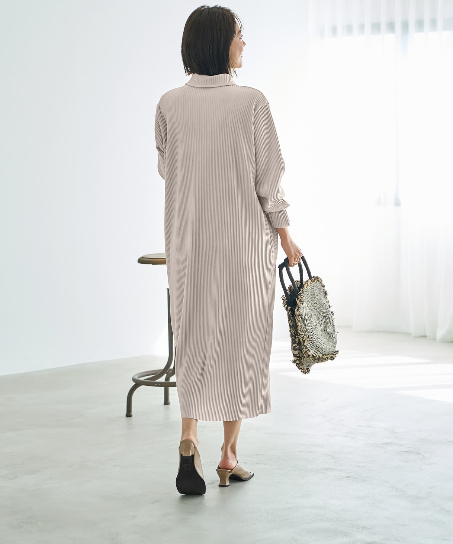 STYLE DELI「プリーツ加工襟付き長袖ワンピース」|ワンピース|
