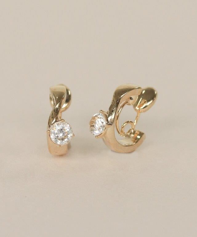  「Bubbloop ひねりデザインストーンイヤリング　ノンホールピアス」|イヤリング|