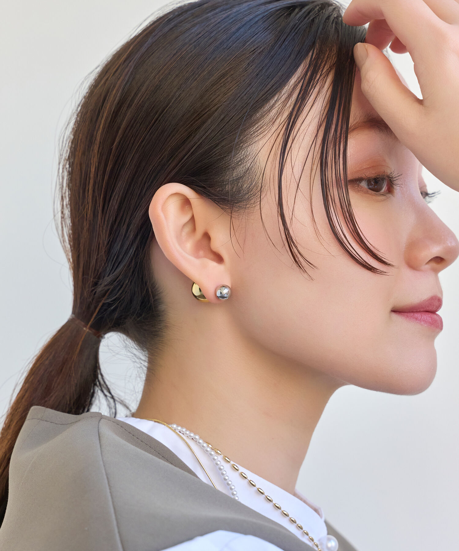 Phoebe「メタルボールバックキャッチピアス　コンビ」|ピアス|