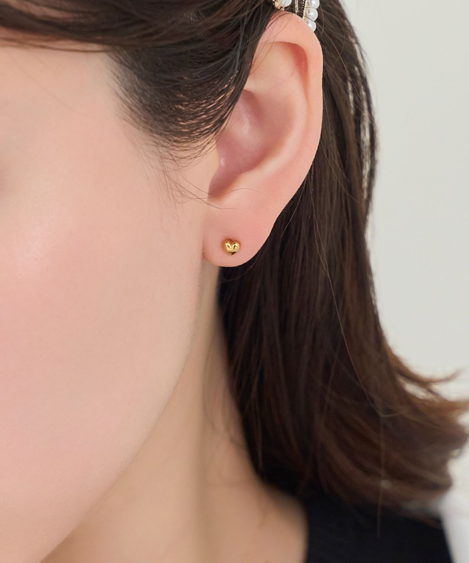 Phoebe「【金属アレルギー対応】パフィーハートピアス(片耳)　ゴールド/サージカルステンレス」|ピアス|