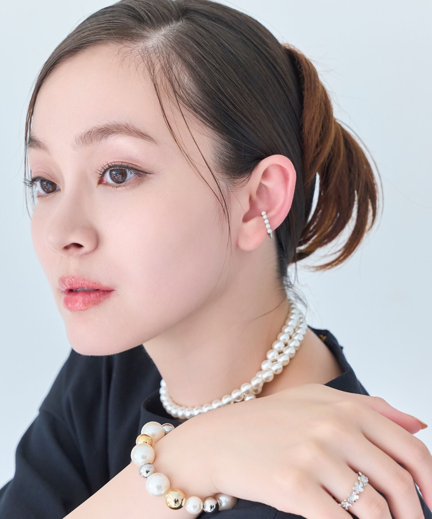 Phoebe「【金属アレルギー対応】パールフローイヤーカフ　シルバー/ニッケルフリー」|イヤーカフ|