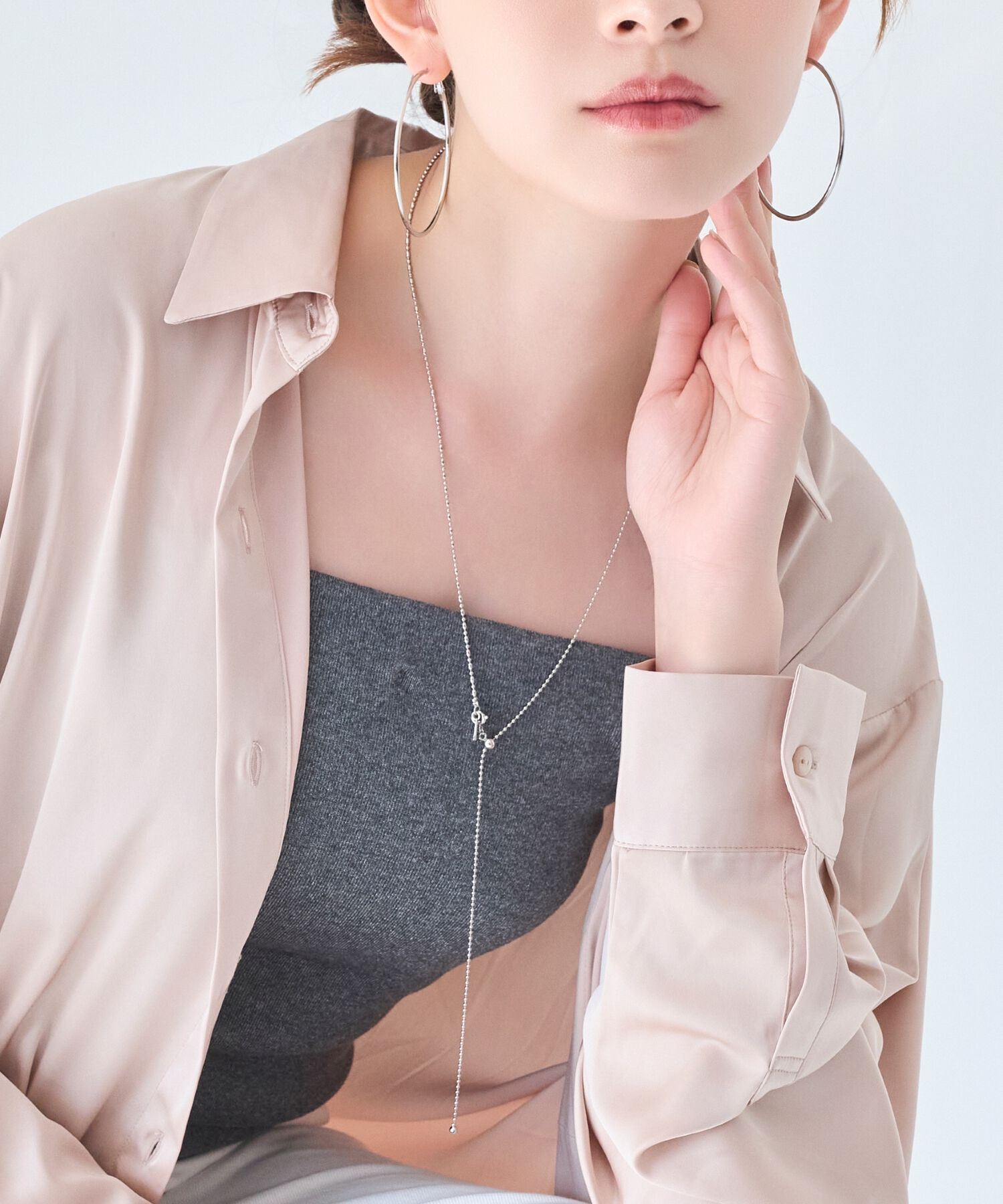  「【金属アレルギー対応】Y字マルチwayロングチェーンネックレス　シルバー」|ネックレス|