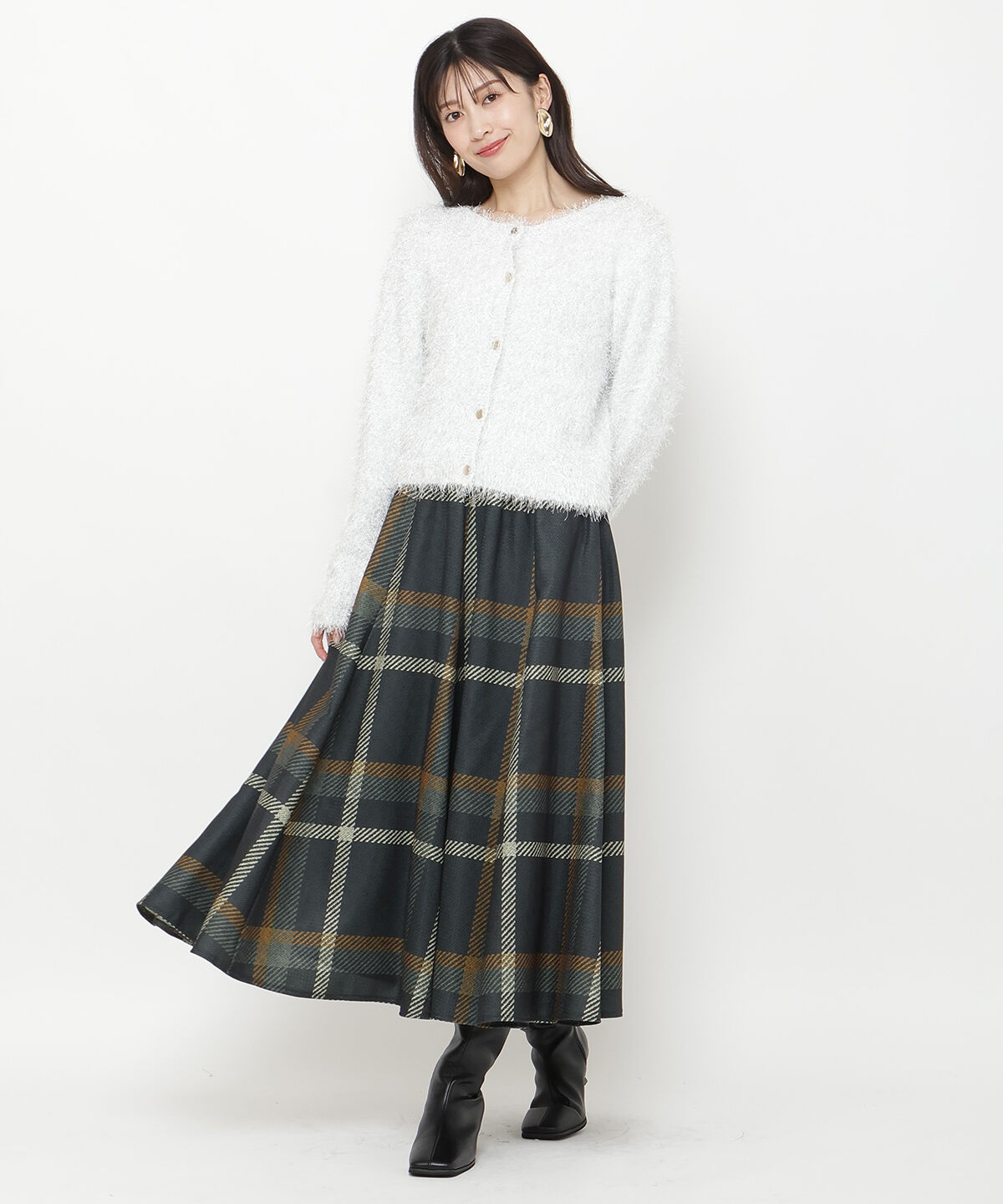 アンドクチュール「ラメフリンジフェザーカーディガン」|カーディガン|