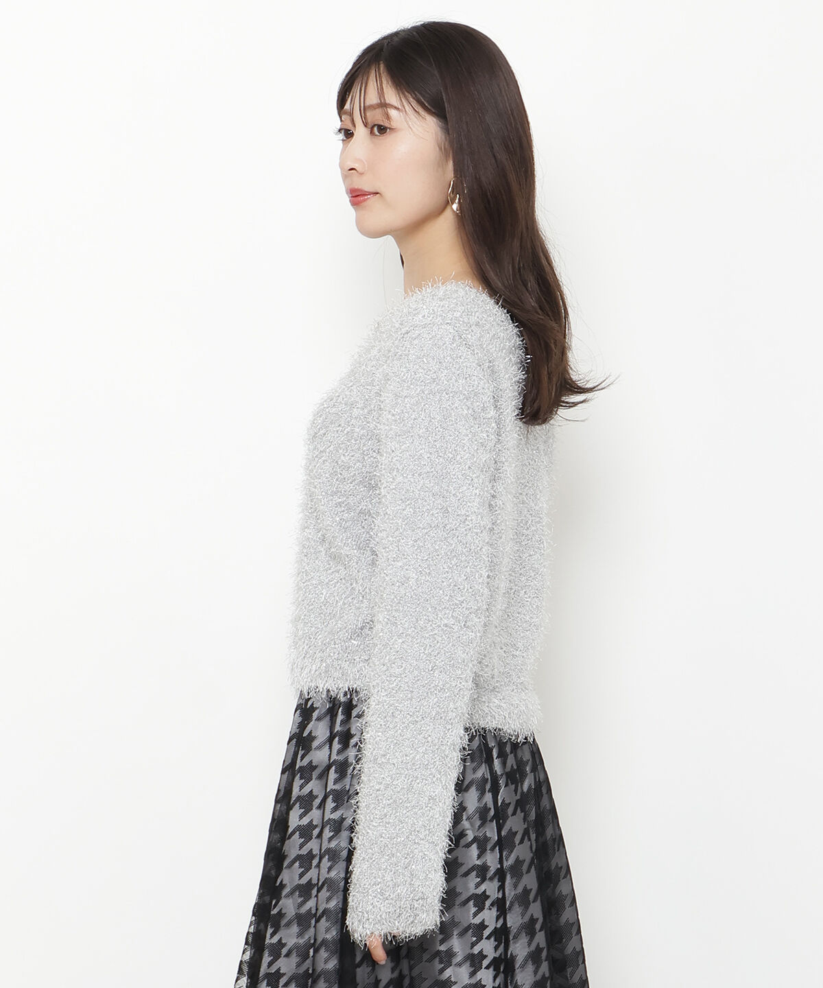 アンドクチュール「ラメフリンジフェザーカーディガン」|カーディガン|