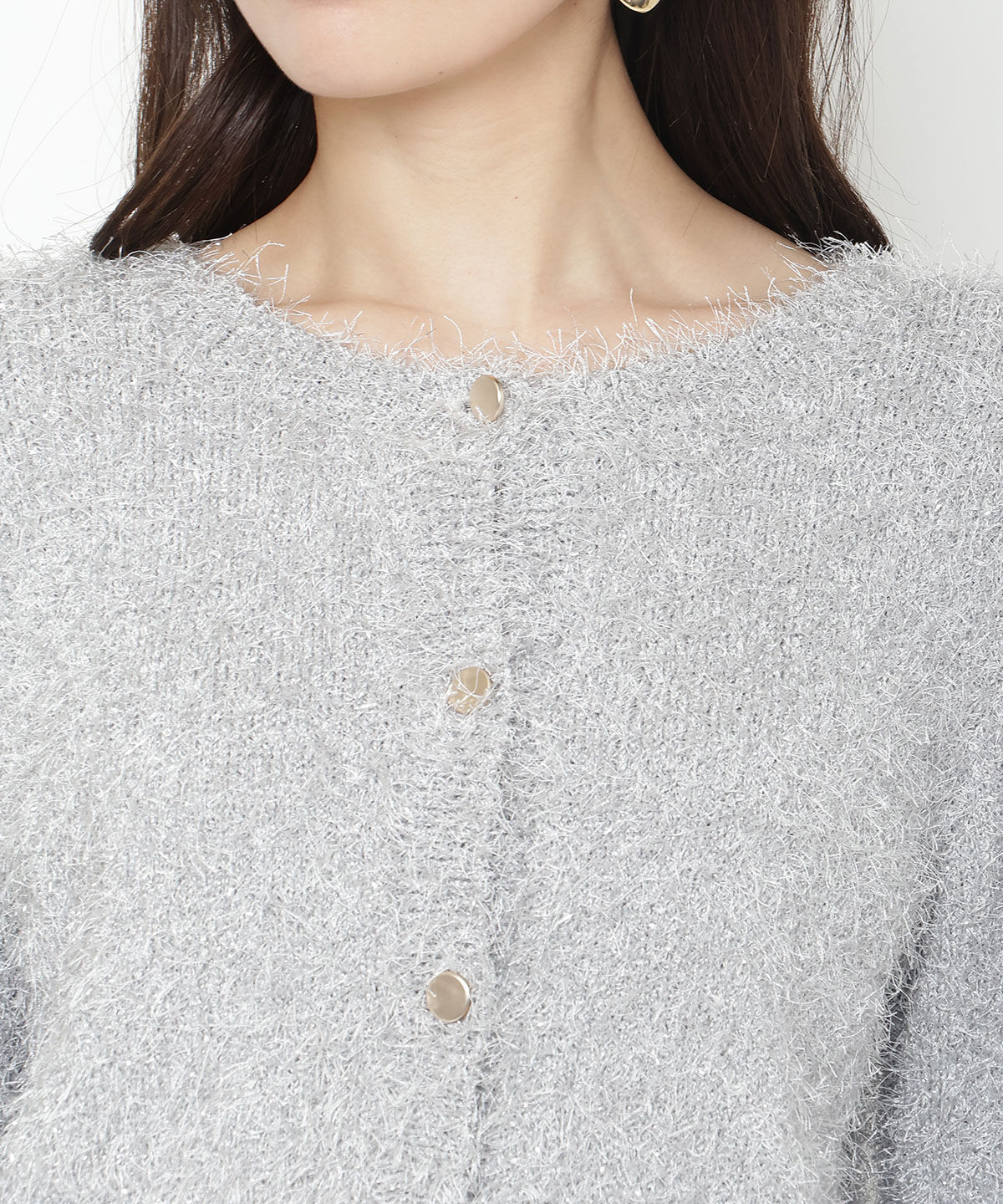 アンドクチュール「ラメフリンジフェザーカーディガン」|カーディガン|