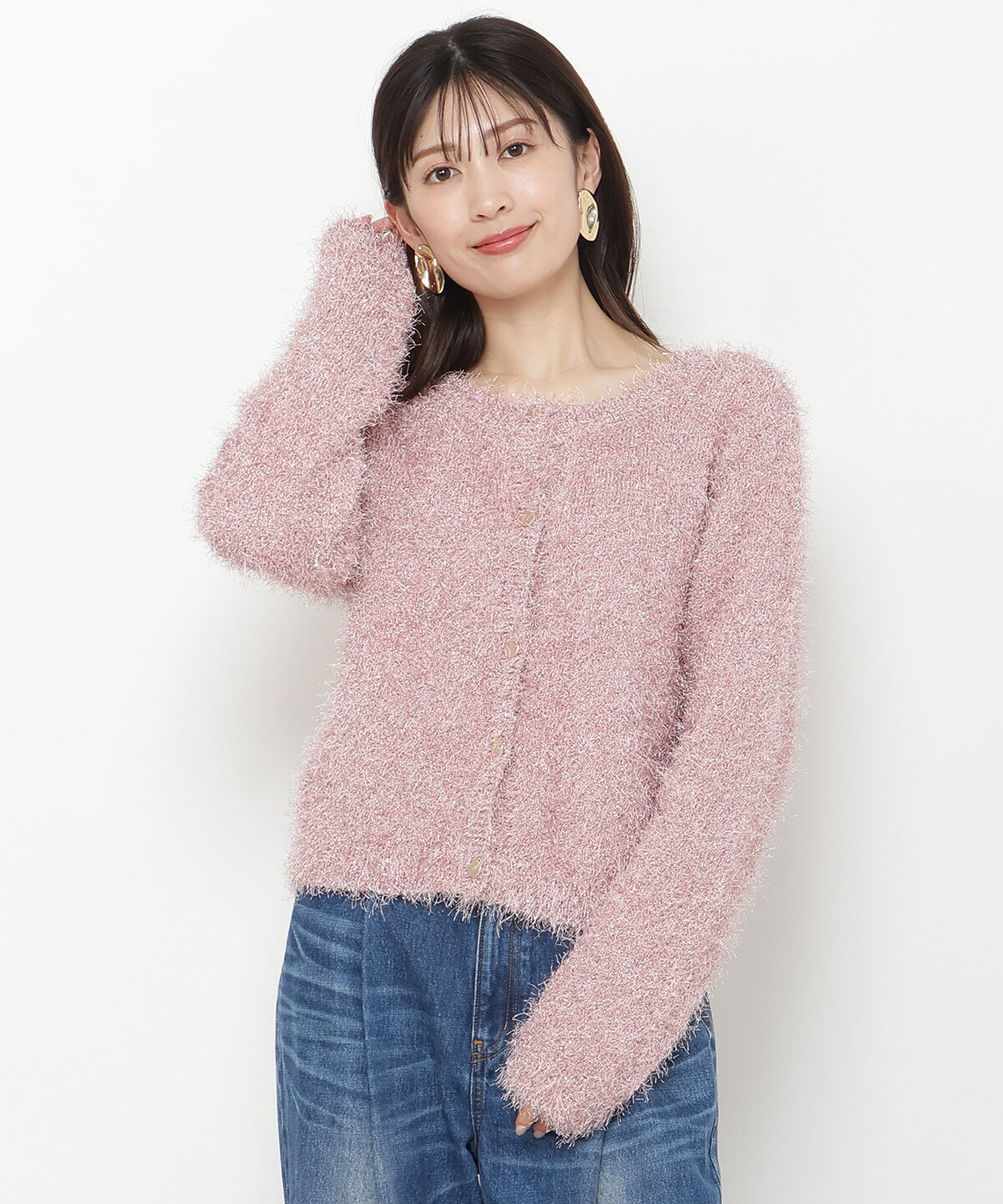 アンドクチュール「ラメフリンジフェザーカーディガン」|カーディガン|