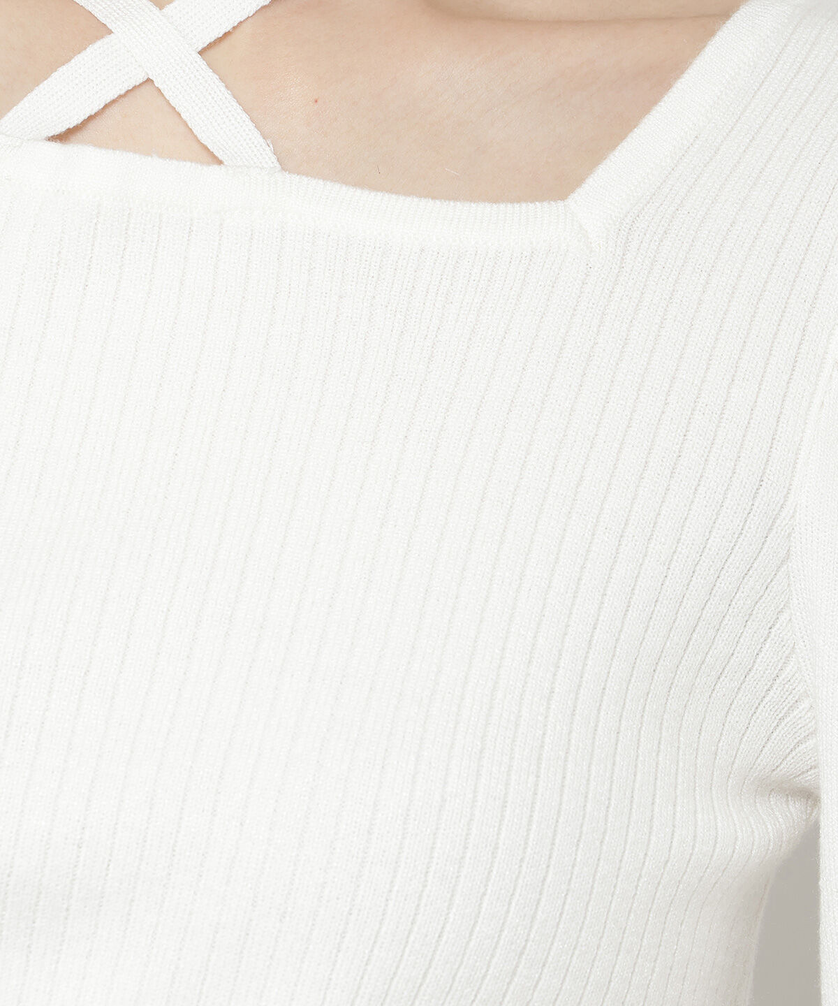 アンドクチュール「スクエアネック袖ギャザーラメプルオーバー」|ニット・セーター|