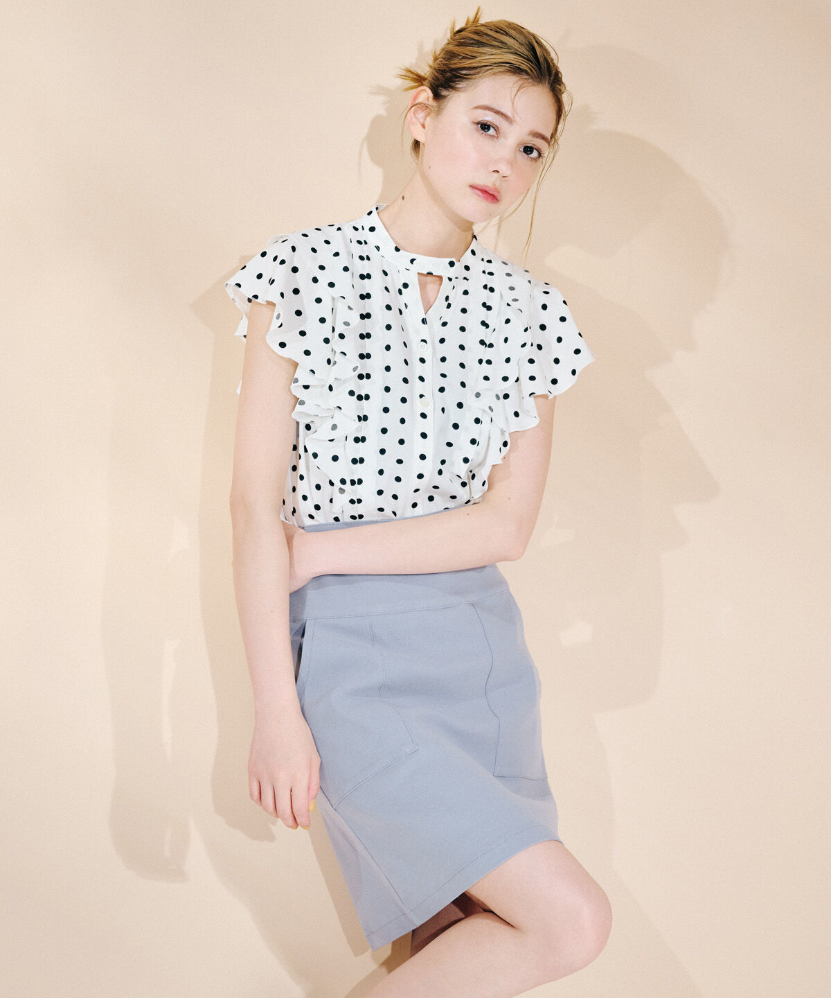 REDYAZEL「ストレッチタイトミニスカート」|タイト|ライトグレー