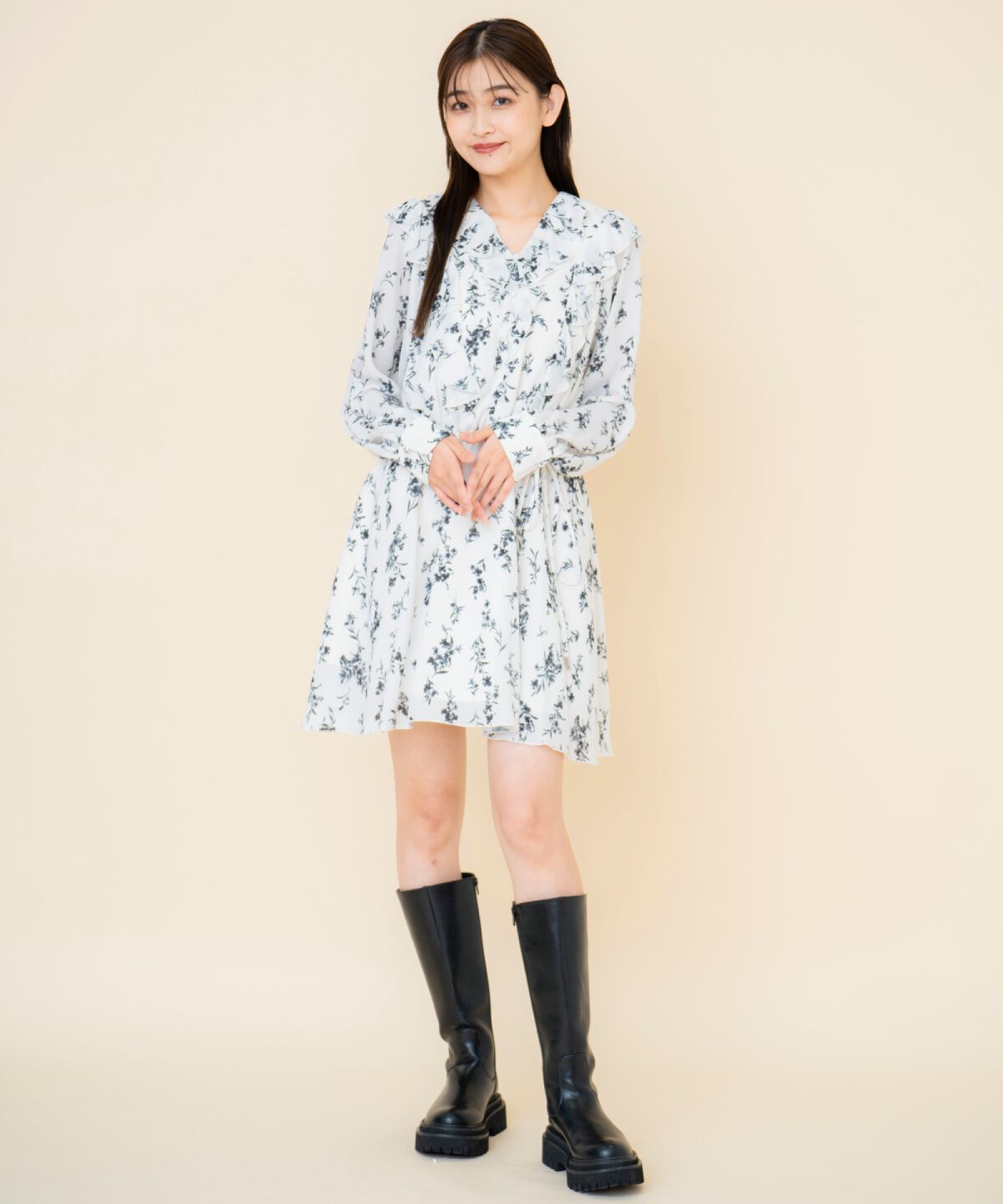 REDYAZEL「フローラルプリントシフォンミニワンピース」|ワンピース|