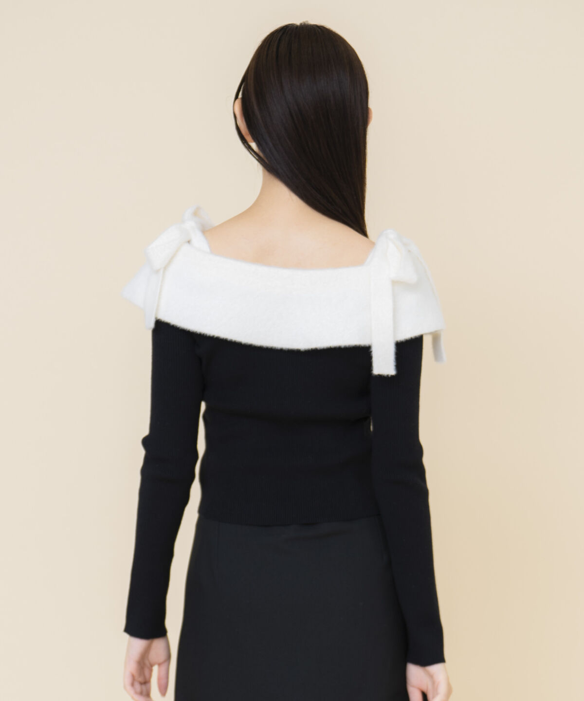 REDYAZEL「シャギーリボンオフショルニットトップス」|ニット・セーター|