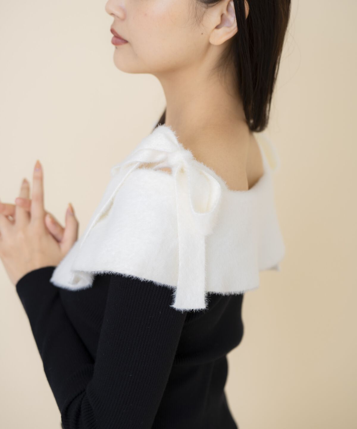 REDYAZEL「シャギーリボンオフショルニットトップス」|ニット・セーター|