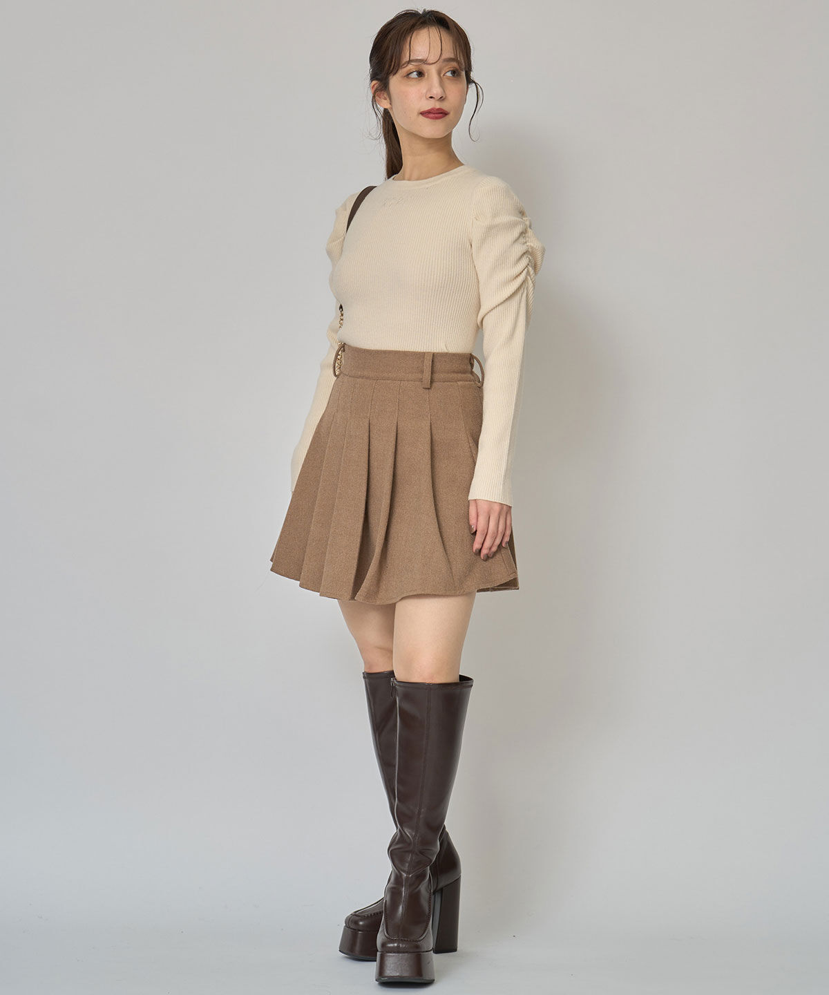 REDYAZEL「パワショルロゴリブニットトップス」|ニット・セーター|