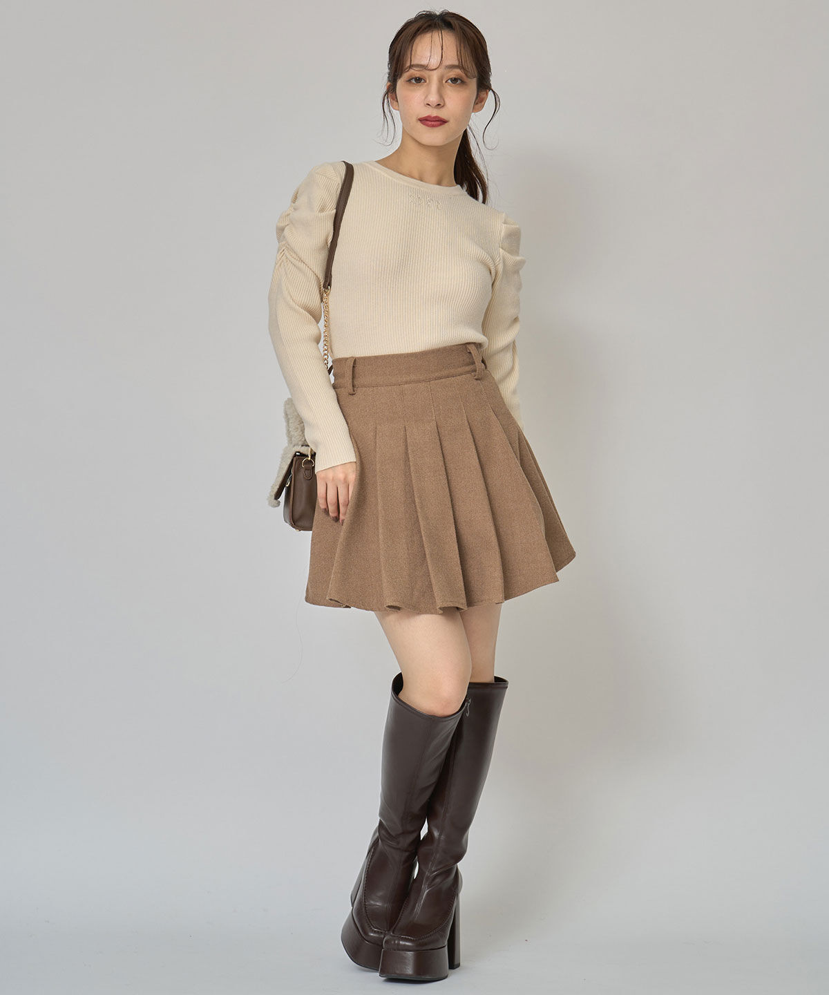 REDYAZEL「パワショルロゴリブニットトップス」|ニット・セーター|