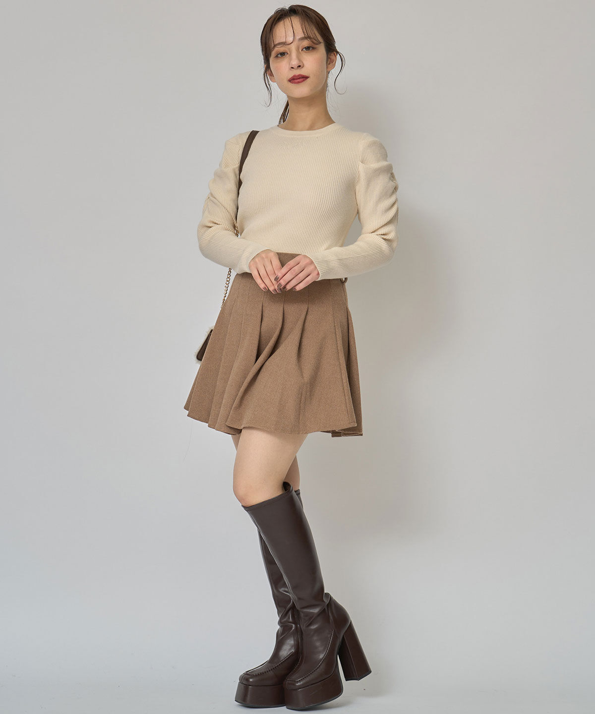 REDYAZEL「パワショルロゴリブニットトップス」|ニット・セーター|