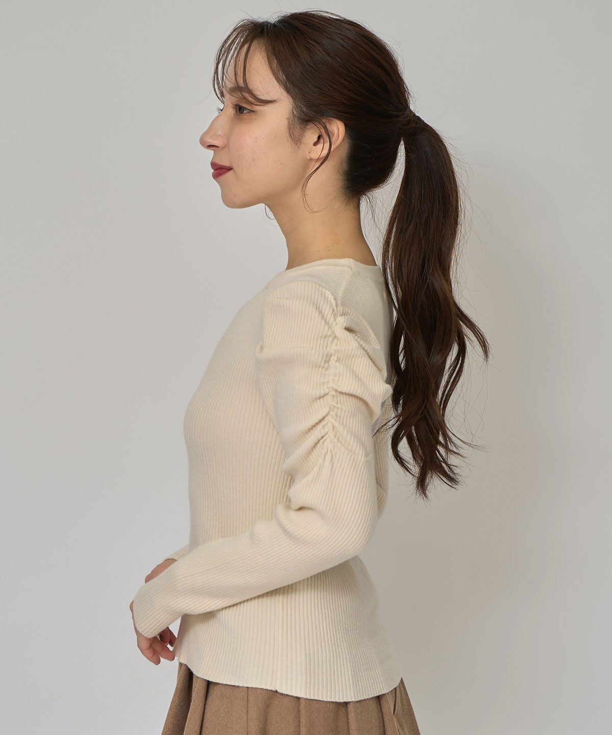 REDYAZEL「パワショルロゴリブニットトップス」|ニット・セーター|