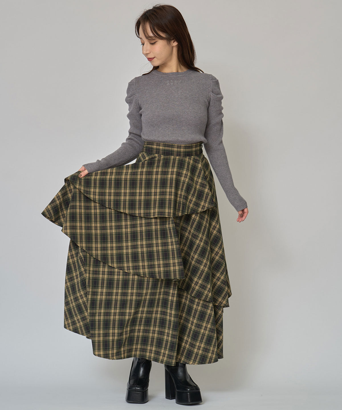 REDYAZEL「パワショルロゴリブニットトップス」|ニット・セーター|