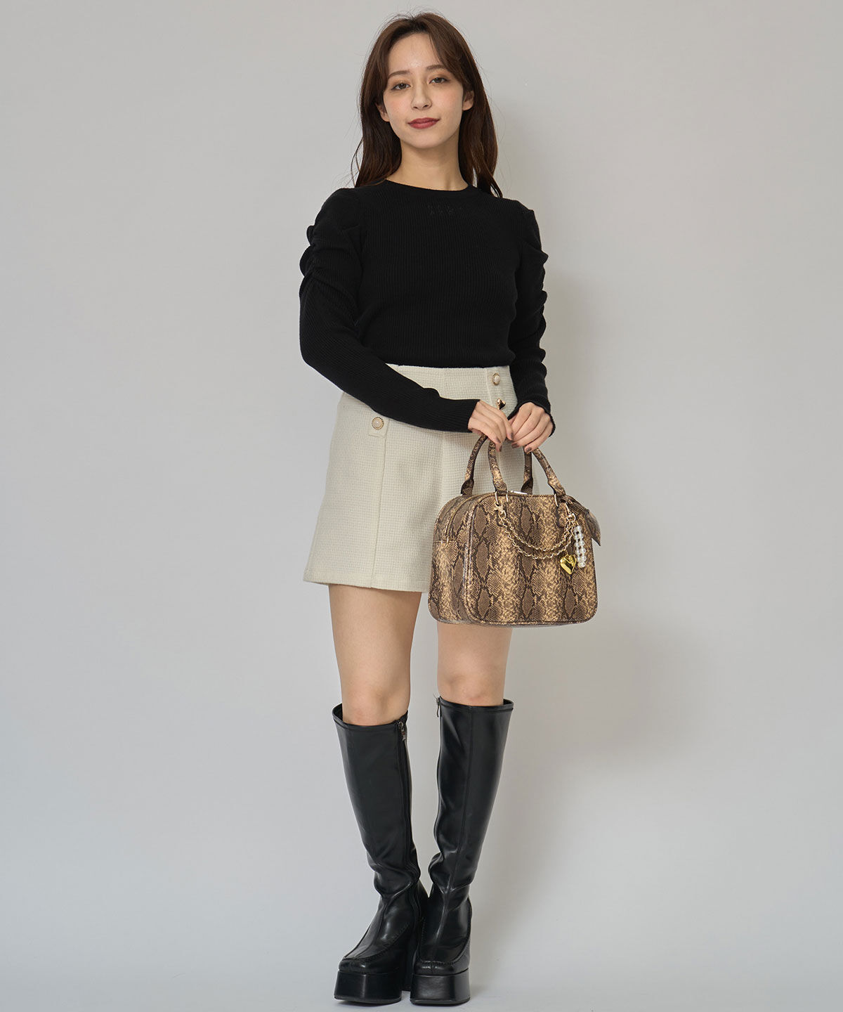 REDYAZEL「パワショルロゴリブニットトップス」|ニット・セーター|