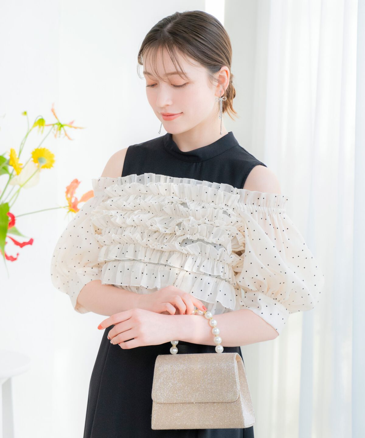 WILLSELECTION「オフショル袖ボリュームドレス」|ドレス|