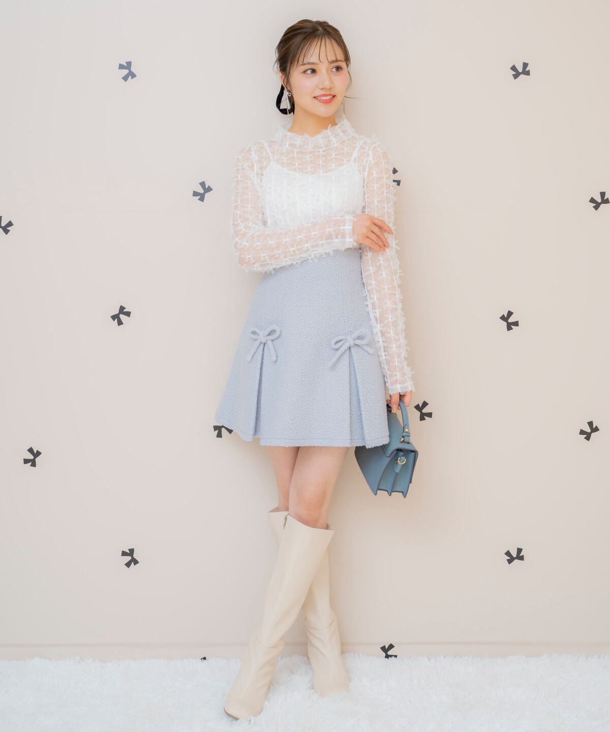 WILLSELECTION「ボックスタックボアミニスカート」|フレア|